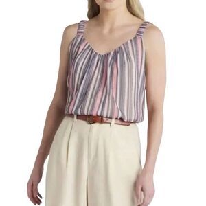 Nine Britton Levie Muted Stripe Puff Strap Tank N0256